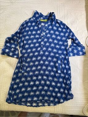Blue Starburst Print Women's Swim Coverup Tunic